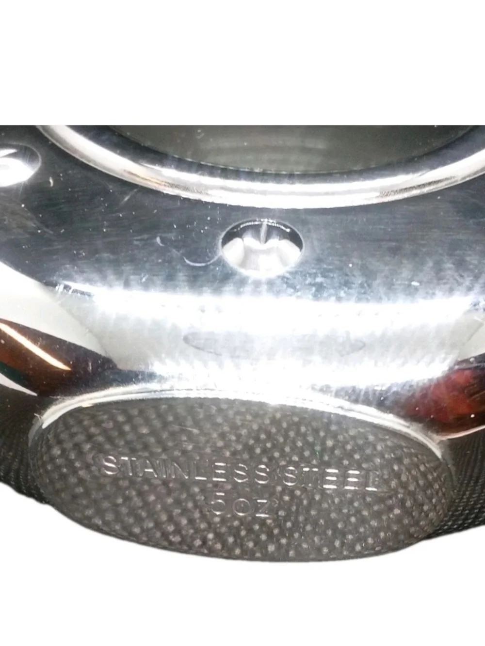 Polished Silver Round Flask with Viewing Window